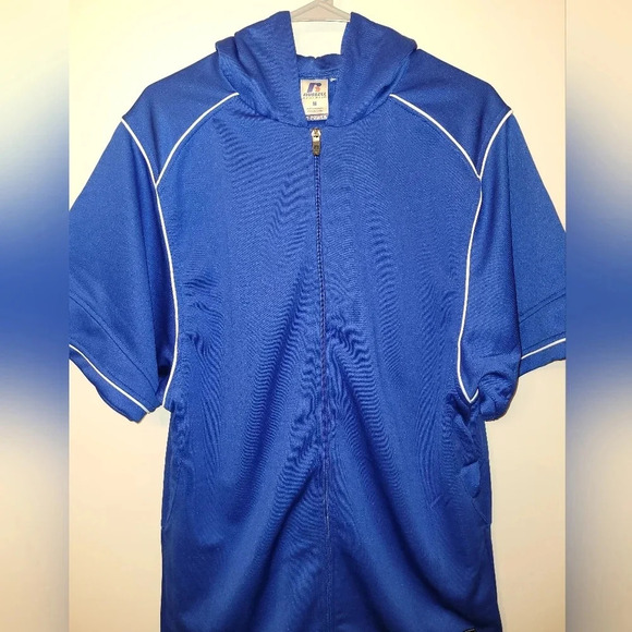 Vintage Russell Athletic Warm Up/Starter hooded short sleeve jacket - Picture 5 of 12